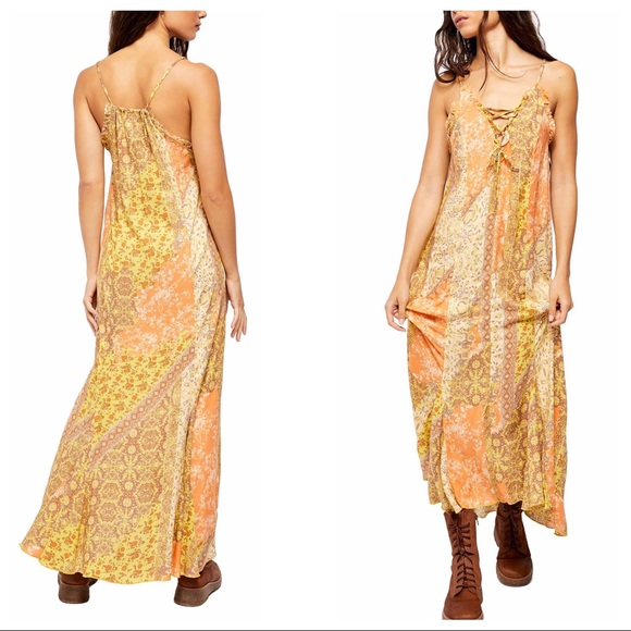 FREE PEOPLE BOHO FLOWY MAXI TANK SLIP DRESS A2C - Picture 6 of 10